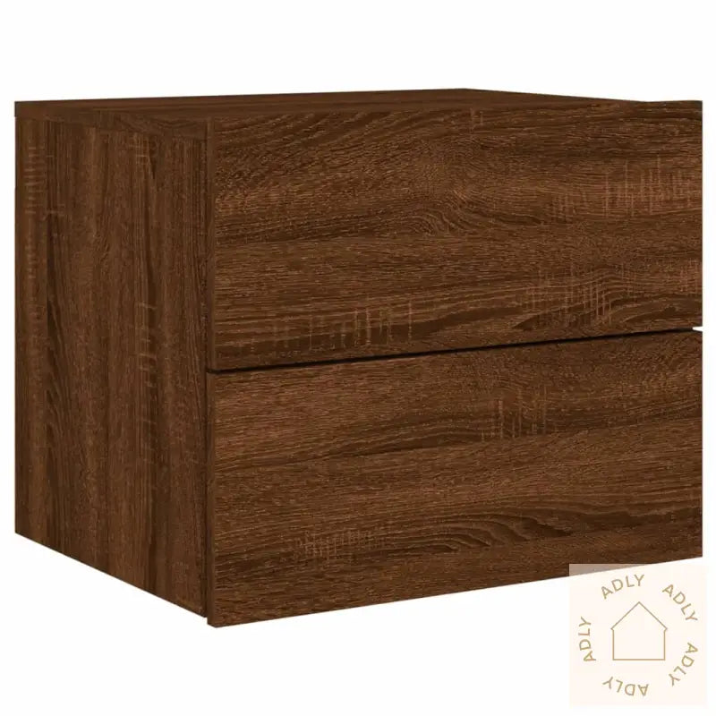 Vegghengte Nattbord Med Led-Lys 2 Stk Brun Eik