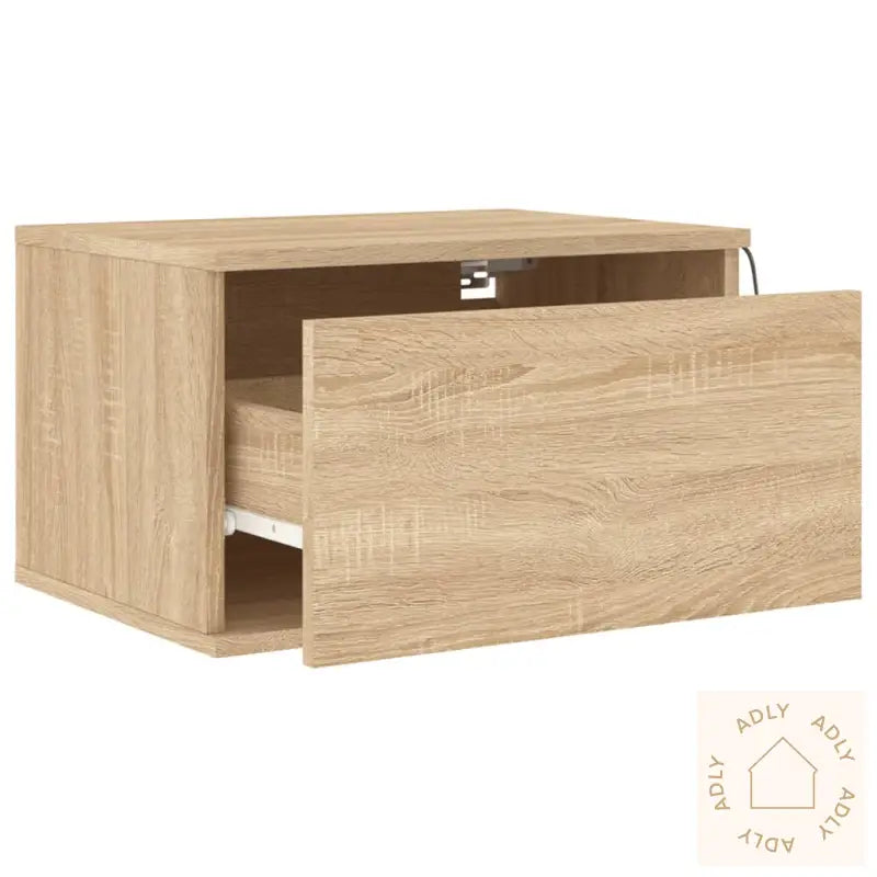 Vegghengte Nattbord Med Led-Lys 2 Stk Sonoma Eik