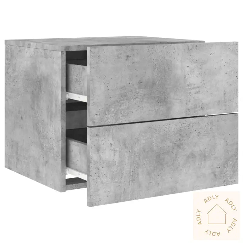 Vegghengte Nattbord Med Led-Lys 2 Stk Betonggrå