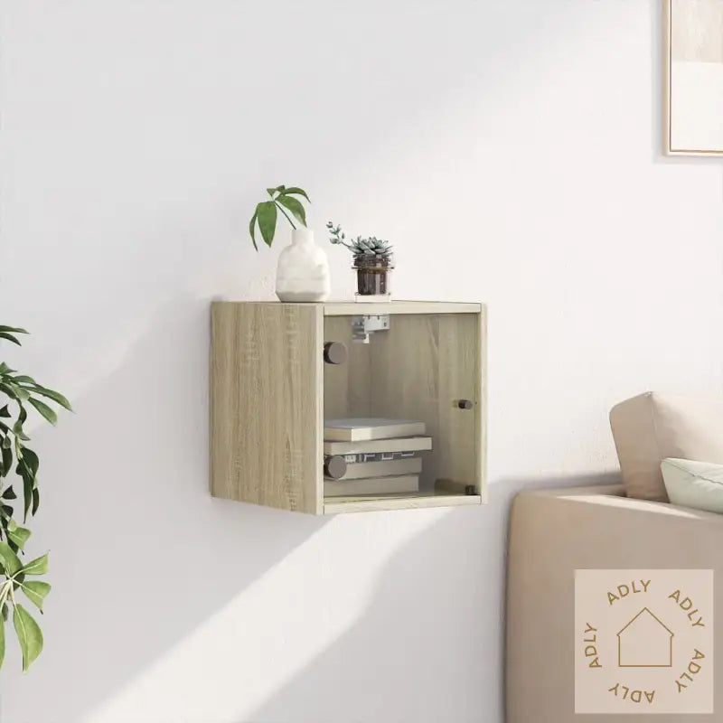 Nattskap Med Glassdører Sonoma Eik 35X37X35 Cm