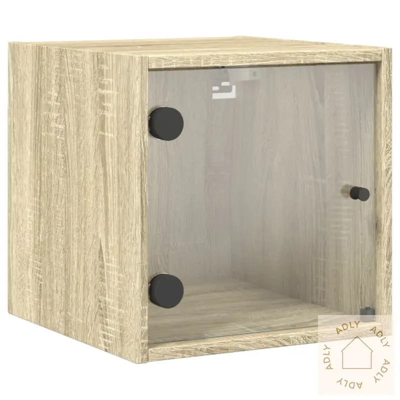 Nattbord Med Glassdører 2 Stk Sonoma Eik 35X37X35 Cm