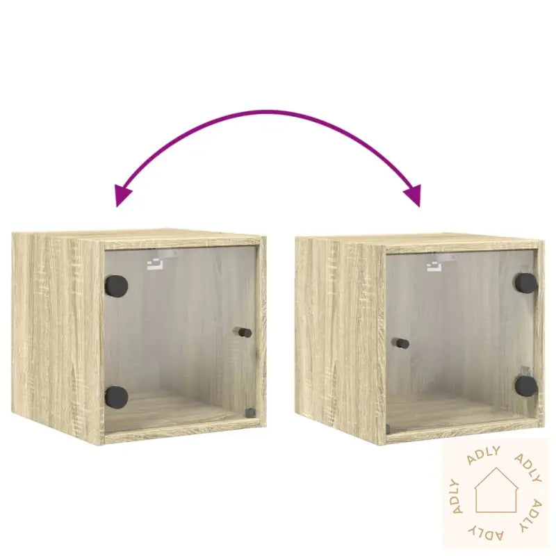 Nattskap Med Glassdører Sonoma Eik 35X37X35 Cm