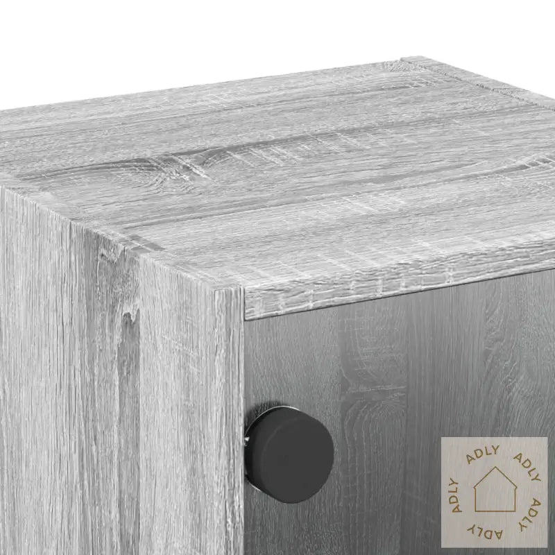 Nattbord Med Glassdører 2 Stk Grå Sonoma 35X37X35 Cm