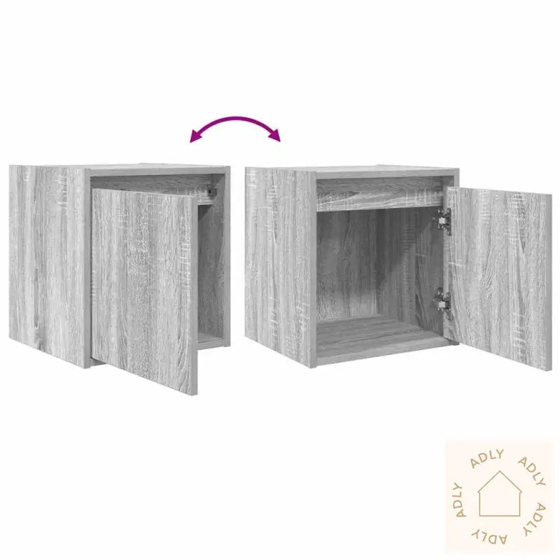 Veggmontert Nattbord Grå Sonoma 38X34X40 Cm