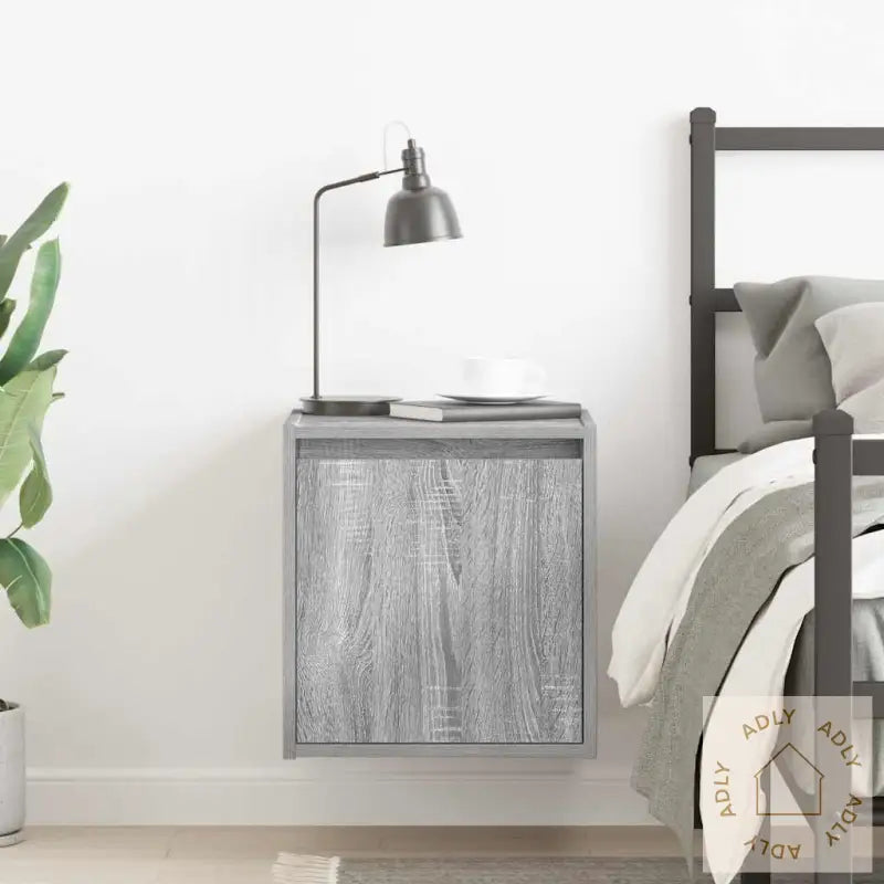 Veggmontert Nattbord Grå Sonoma 38X34X40 Cm
