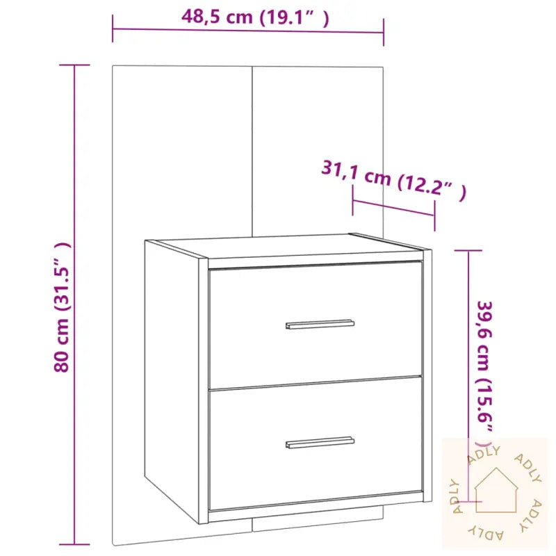 Veggmontert Nattbord Grå Sonoma