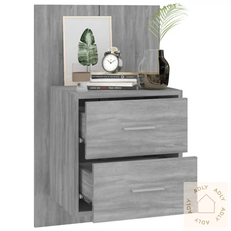 Veggmontert Nattbord Grå Sonoma