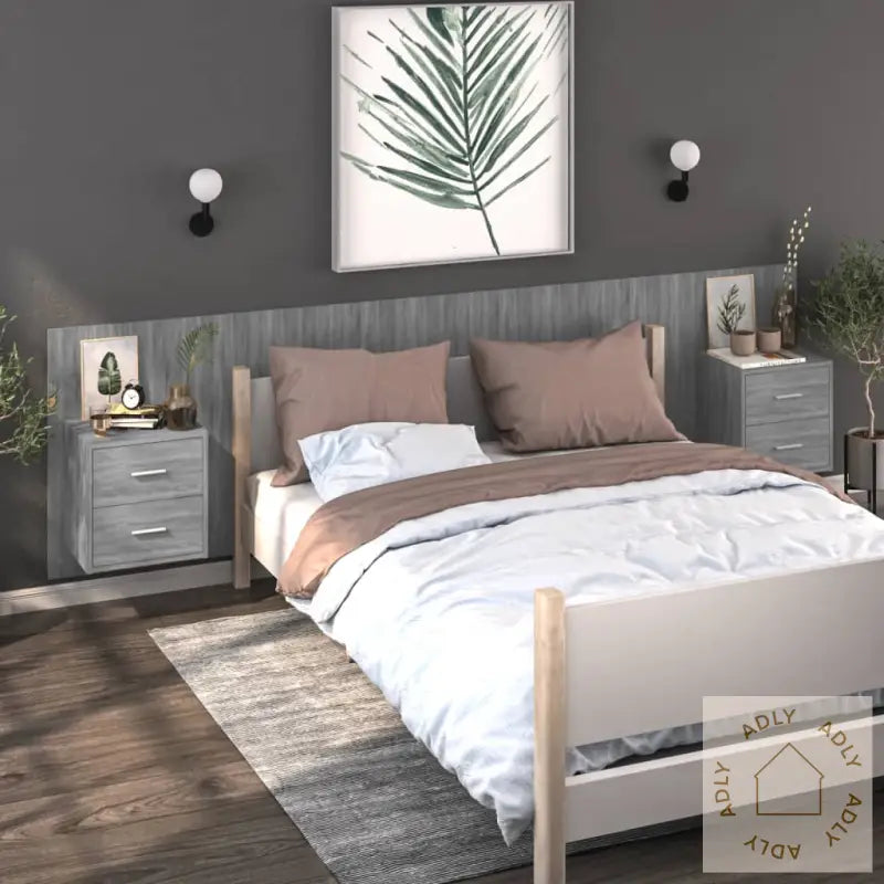 Veggmontert Nattbord Grå Sonoma