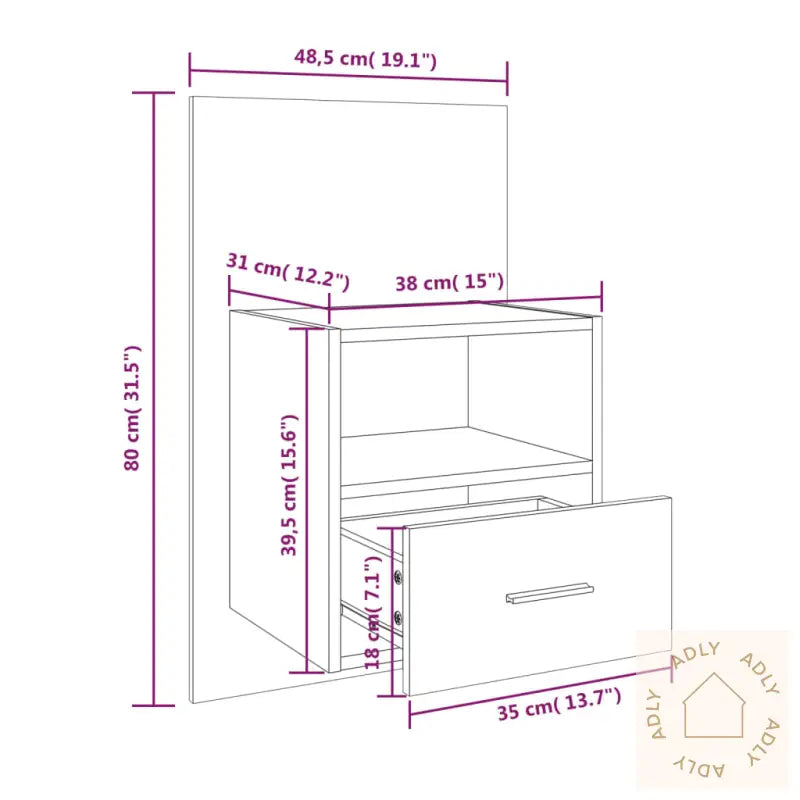 Veggmonterte Nattbord 2 Stk Sonoma Oak