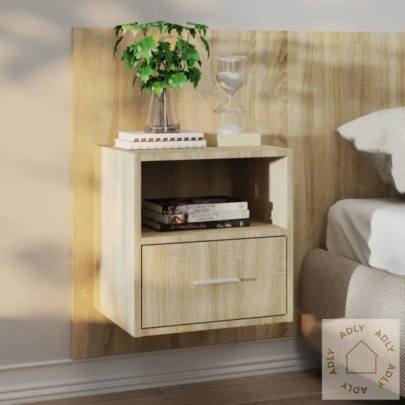 Veggmonterte Nattbord 2 Stk Sonoma Oak