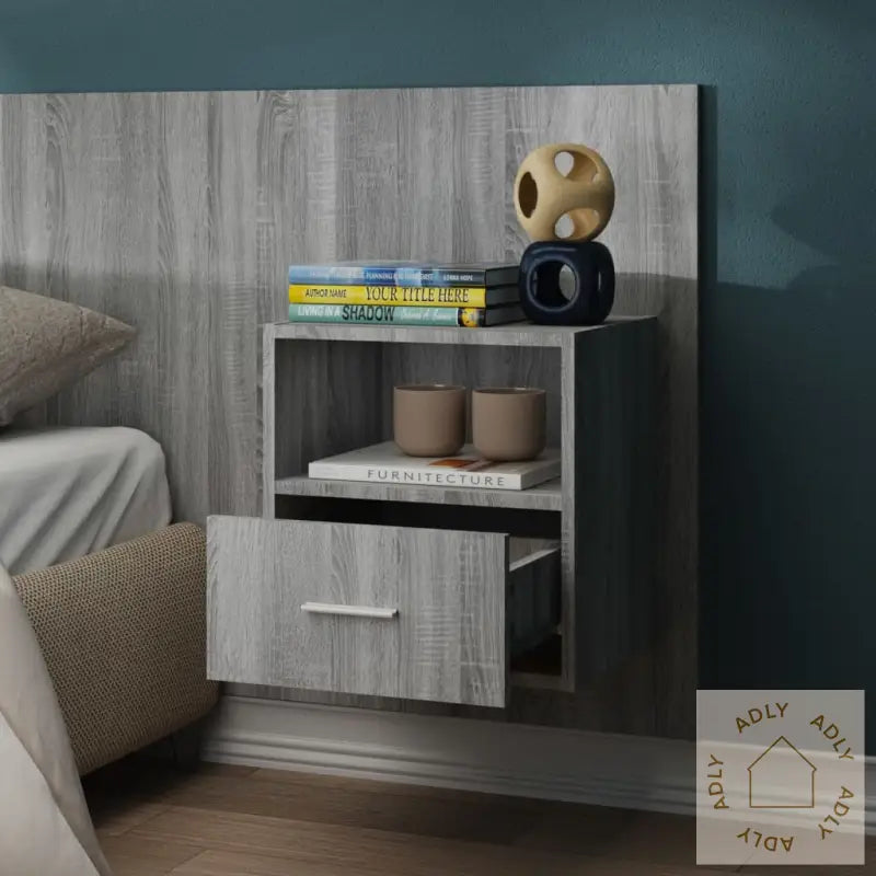 Veggmontert Nattbord Grå Sonoma