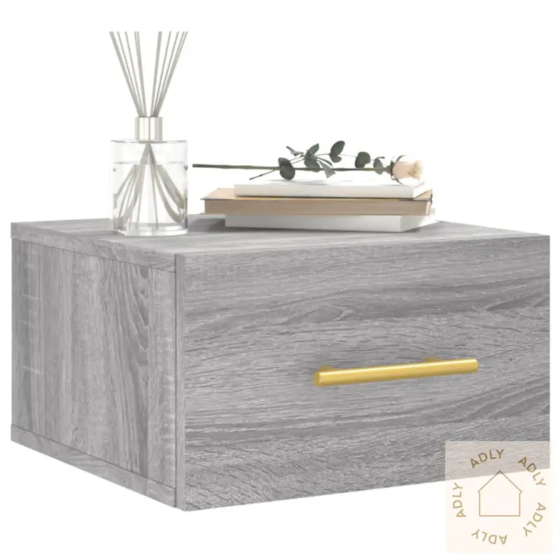 Veggmontert Nattbord Grå Sonoma 35X35X20 Cm