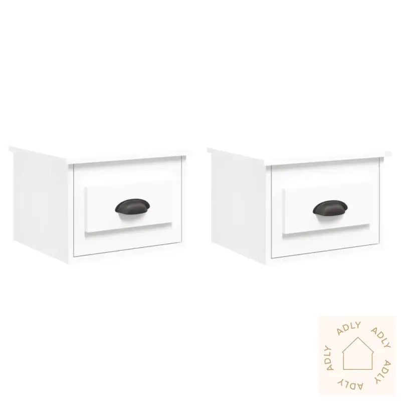 Veggmonterte Nattbord 2 Stk Hvit 41,5X36X28 Cm