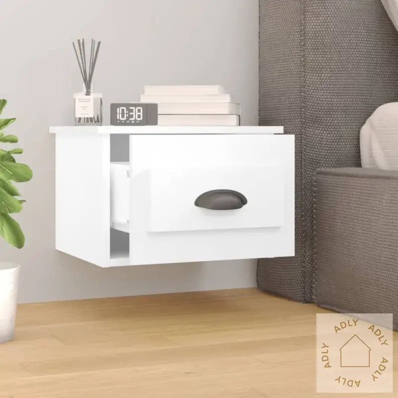 Veggmonterte Nattbord 2 Stk Hvit 41,5X36X28 Cm