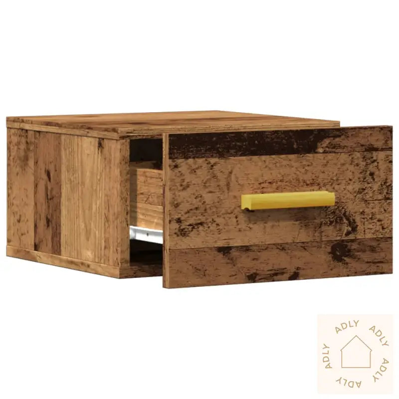 Veggmonterte Nattbord 2 Stk Gammelt Tre 35X35X20 Cm