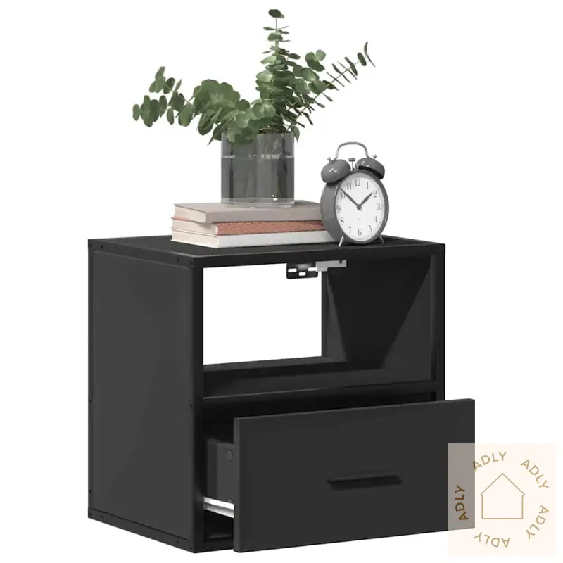 Veggmontert Nattbord Svart 40X31X39,5 Cm