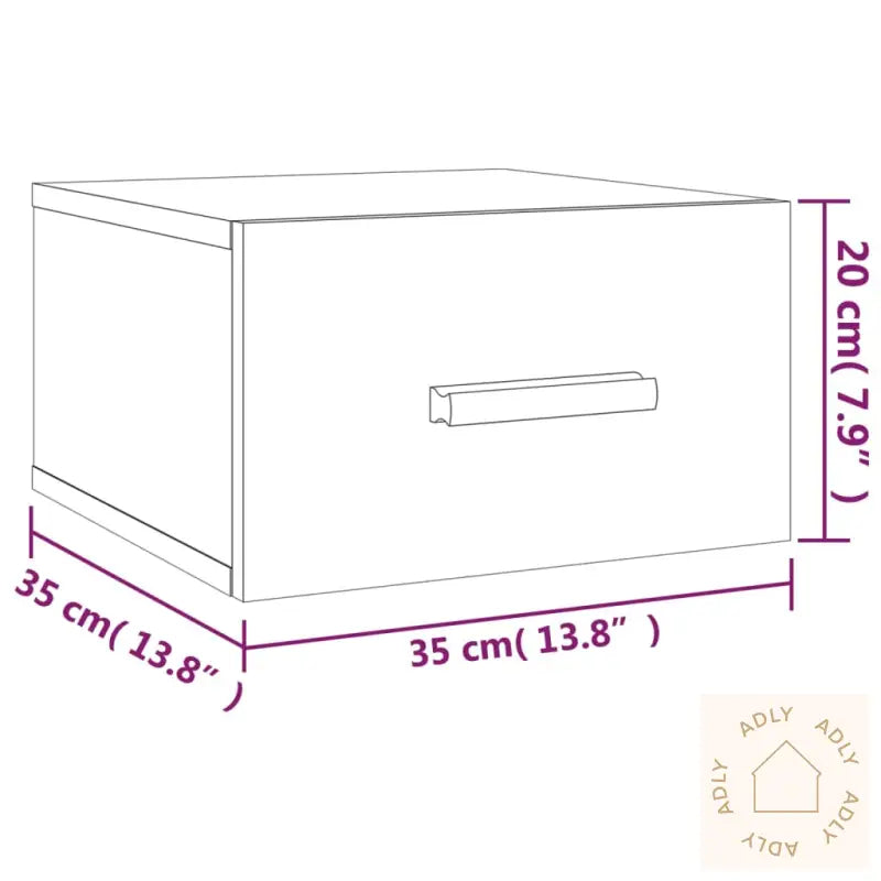Veggmontert Nattbord Svart 35X35X20 Cm