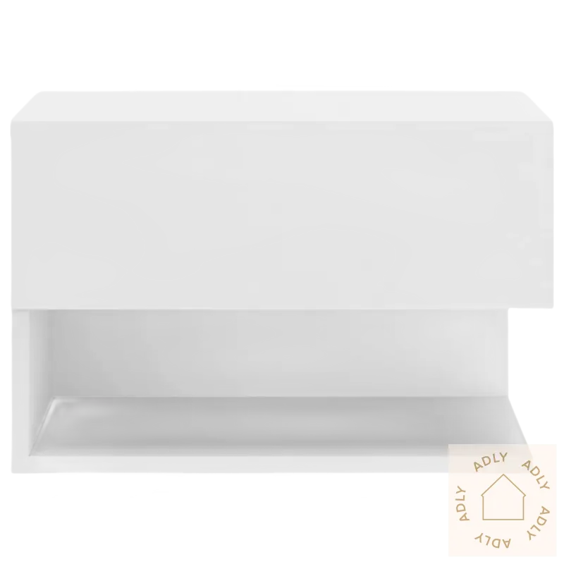Hvitt vegghengt nattbord moderne og plassbesparende for daglig bruk