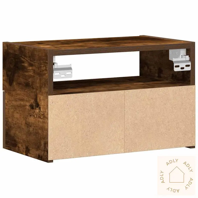 Veggmontert Nattbord Røkt Eik 45X26X28,5 Cm