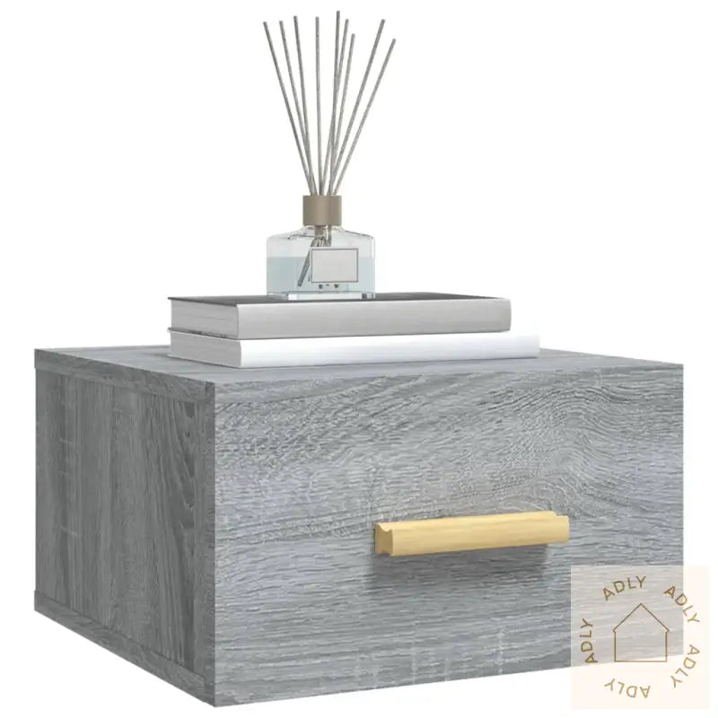 Veggmontert Nattbord Grå Sonoma 35X35X20 Cm
