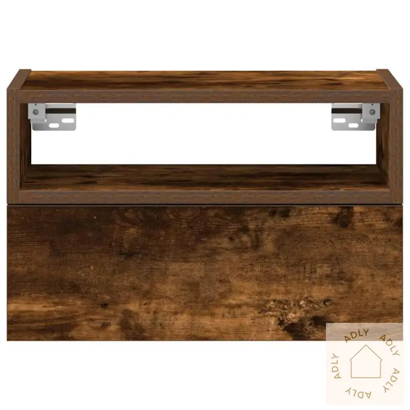 Veggmontert Nattbord Røkt Eik 45X26X28,5 Cm