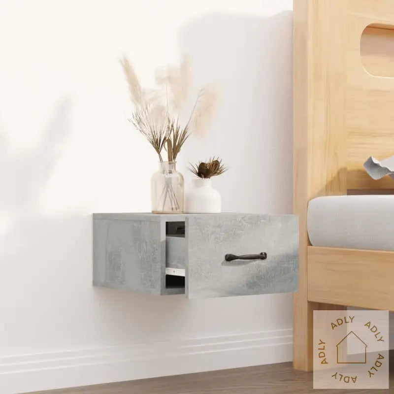 Veggmontert Nattbord Betonggrå 35X35X20 Cm
