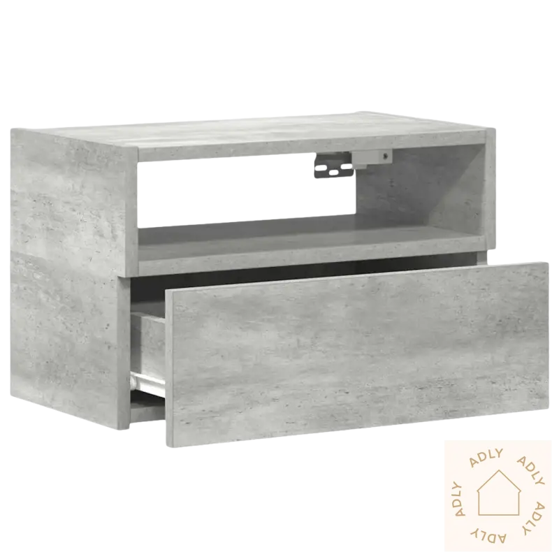 Gray concrete-look vegghengt nattbord, praktisk og stilig for soverommet