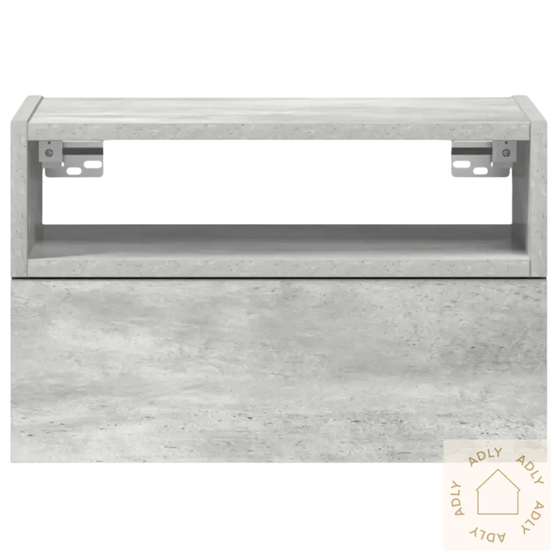 Gray concrete-look vegghengt nattbord praktisk og stilfullt for soverommet