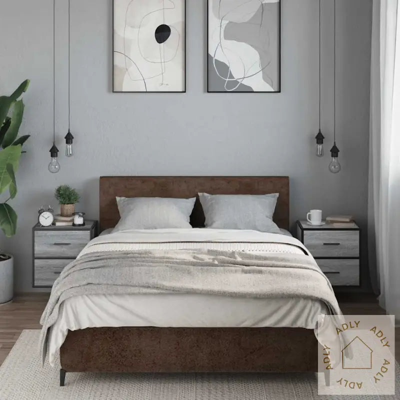 Veggmonterte Nattbord 2 Stk Grå Sonoma 40X31X39,5 Cm