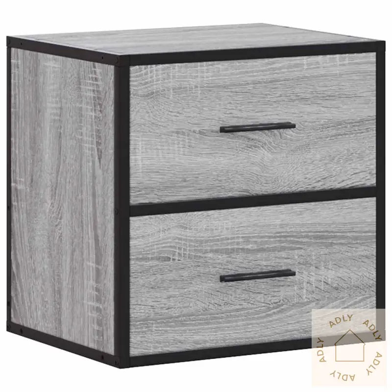 Veggmonterte Nattbord 2 Stk Grå Sonoma 40X31X39,5 Cm