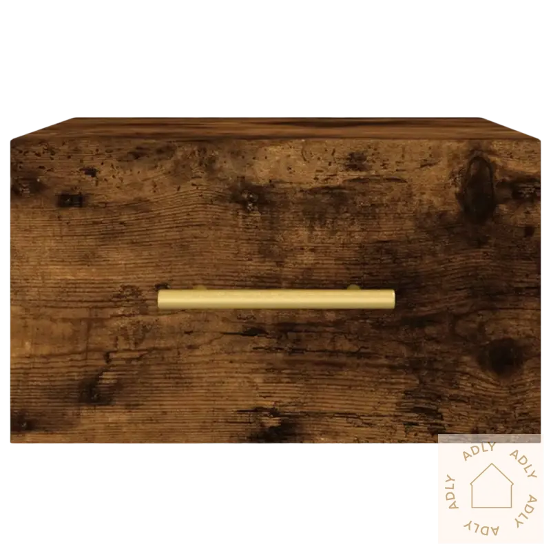 Vegghengt nattbord slitesterkt med treslående design og gullhåndtak for soverommet