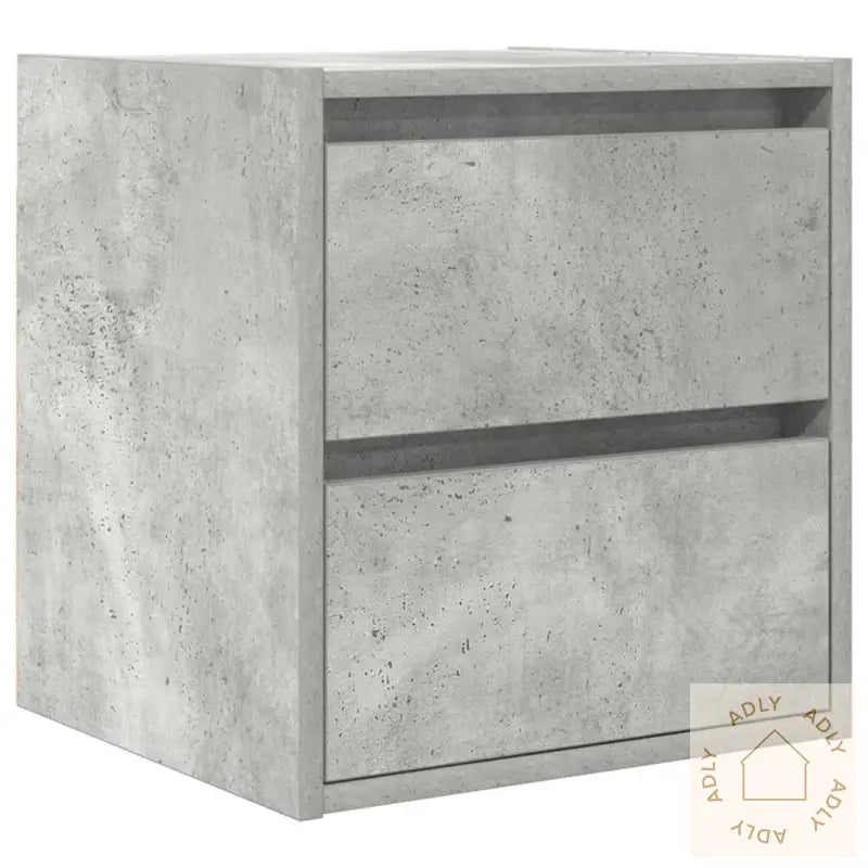 Veggmonterte Nattbord 2 Stk Betonggrå 38X34X40 Cm