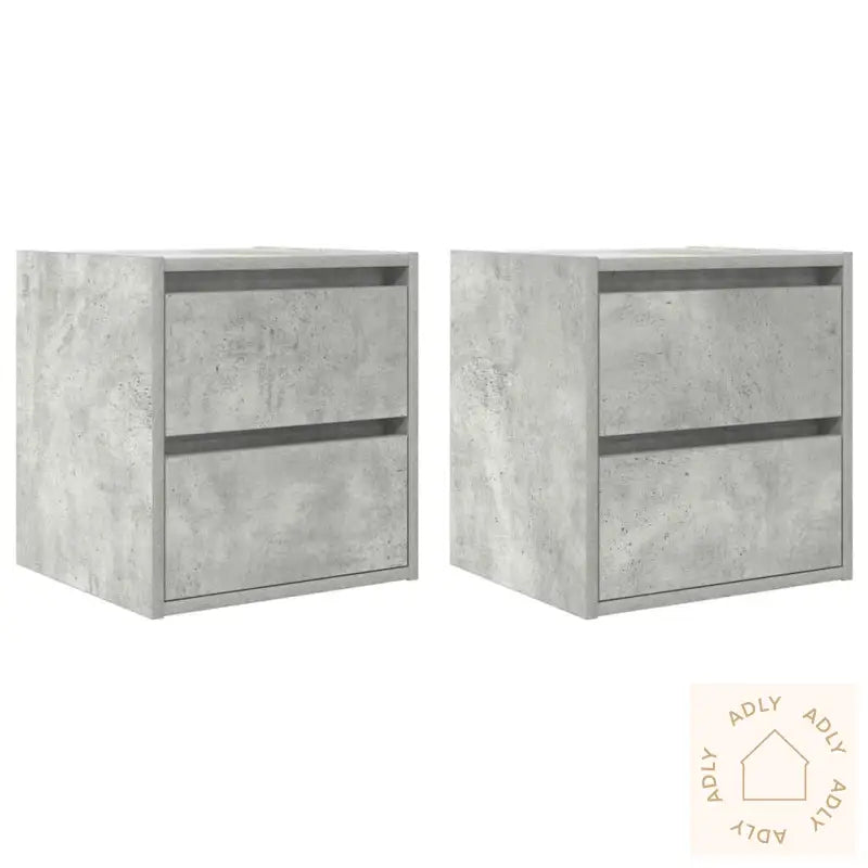 Veggmonterte Nattbord 2 Stk Betonggrå 38X34X40 Cm