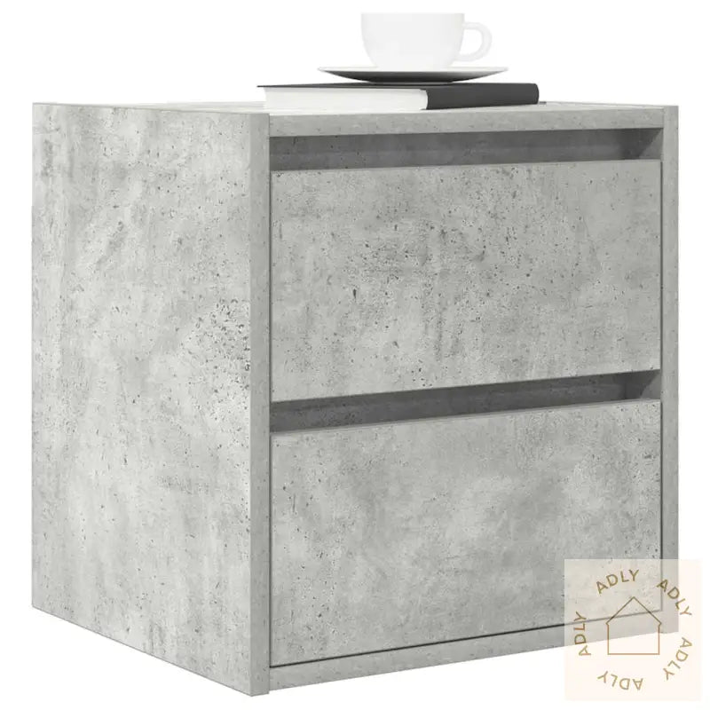 Veggmonterte Nattbord 2 Stk Betonggrå 38X34X40 Cm