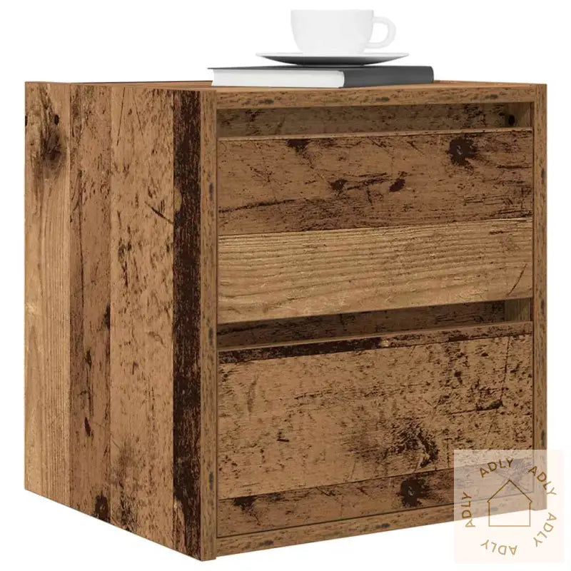 Veggmontert Nattbord Gammelt Tre 38X34X40 Cm