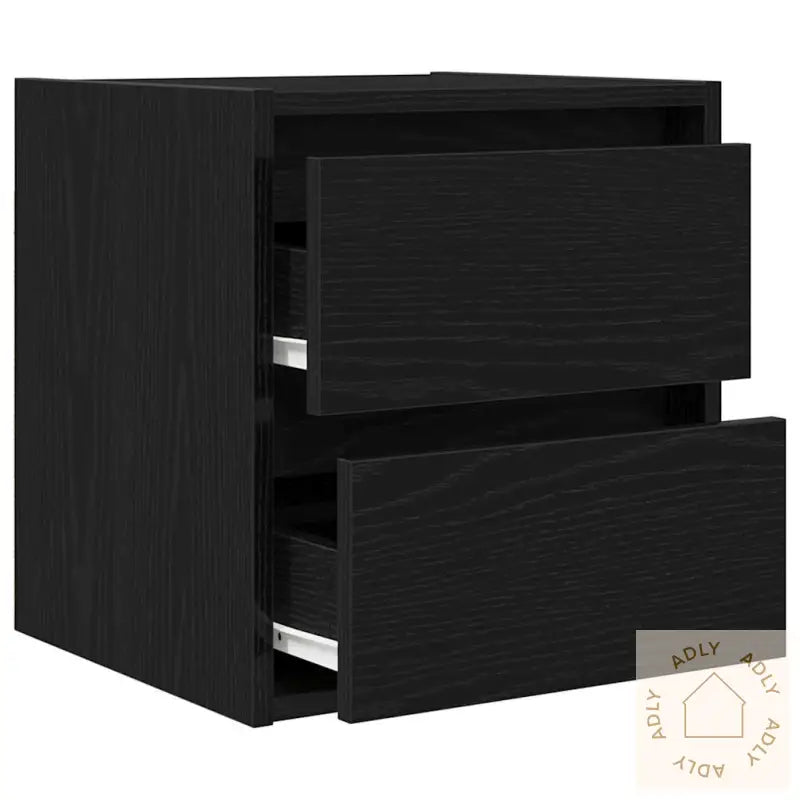 Veggmontert Nattbord 2 Stk Svart Eik 38X34X40 Cm