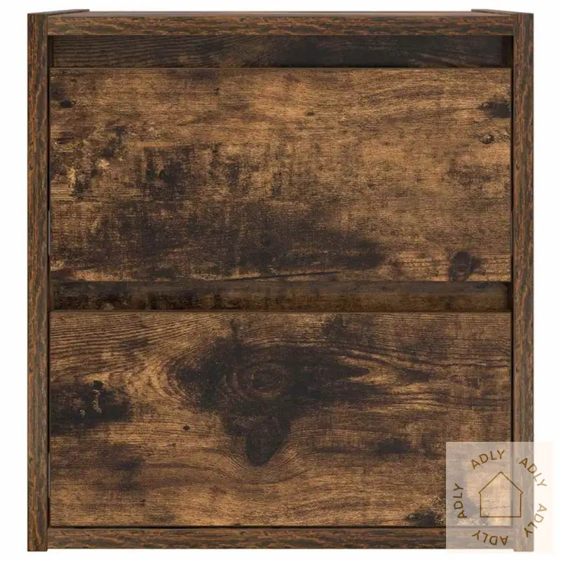Veggmonterte Nattbord 2 Stk Røkt Eik 38X34X40 Cm