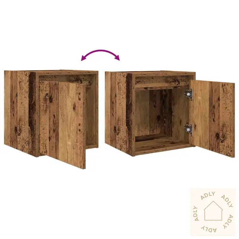 Veggmontert Nattbord Gammelt Tre 38X34X40 Cm