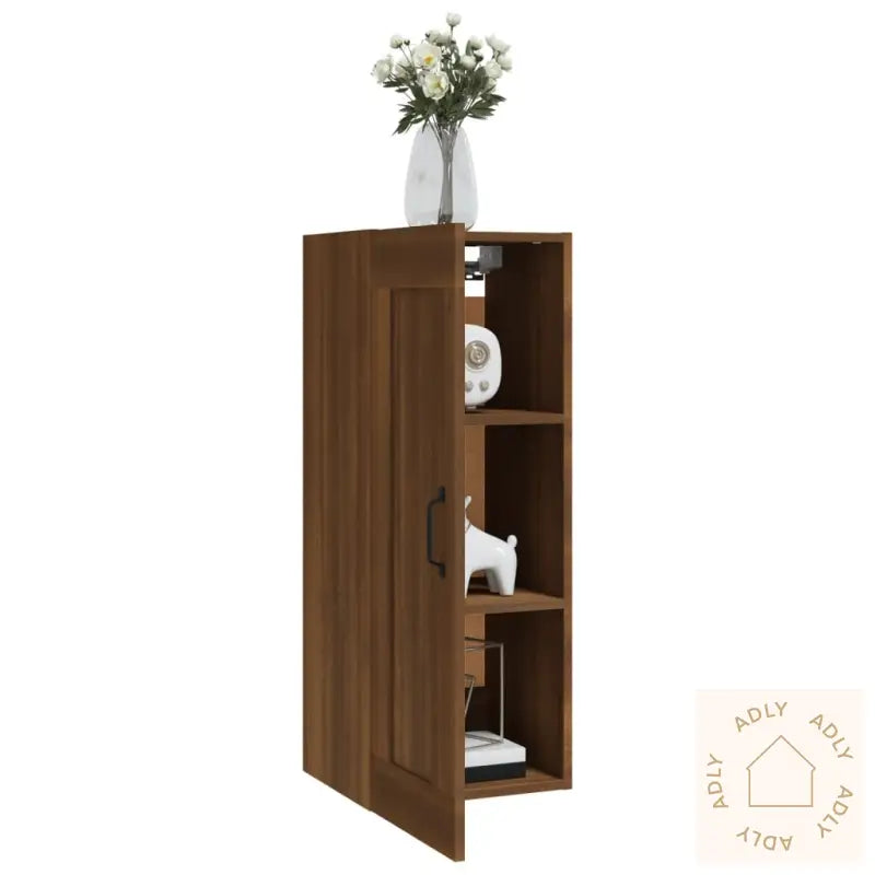 Vegghengt Skap Brun Eik 35X34X90 Cm Konstruert Tre