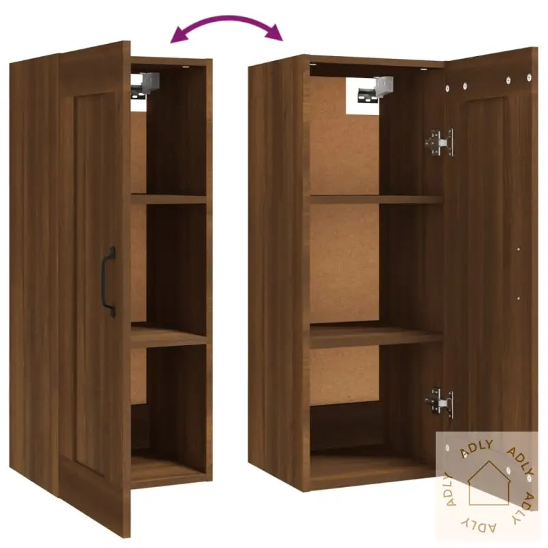 Vegghengt Skap Brun Eik 35X34X90 Cm Konstruert Tre