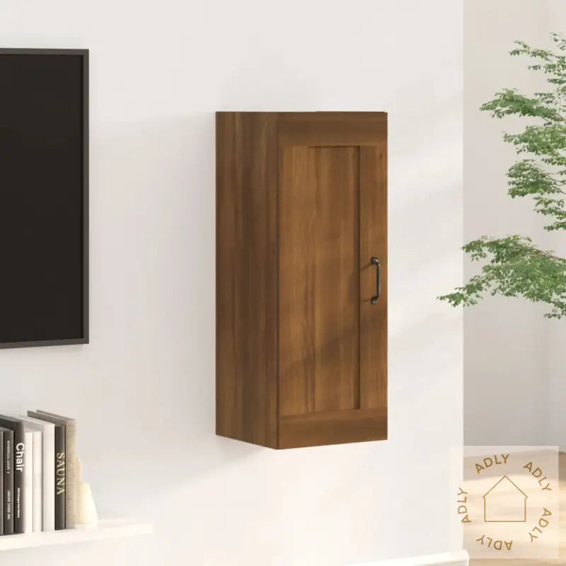 Vegghengt Skap Brun Eik 35X34X90 Cm Konstruert Tre