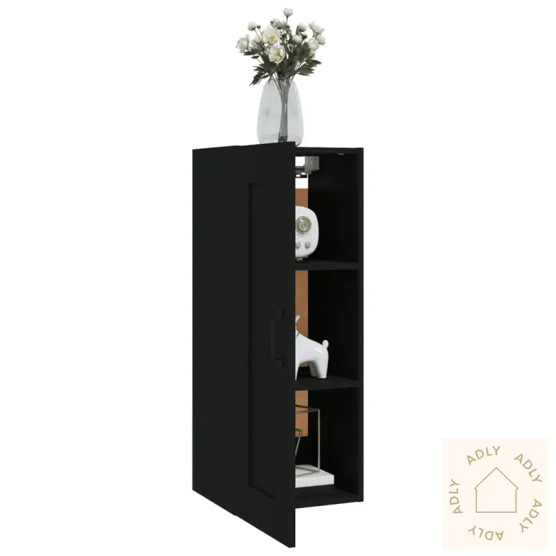 Veggskap Svart 35X34X90 Cm Konstruert Tre