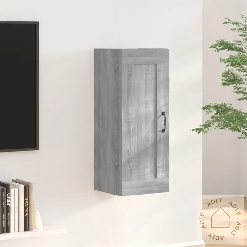 Vegghengt Skap Grå Sonoma 35X34X90 Cm Konstruert Tre
