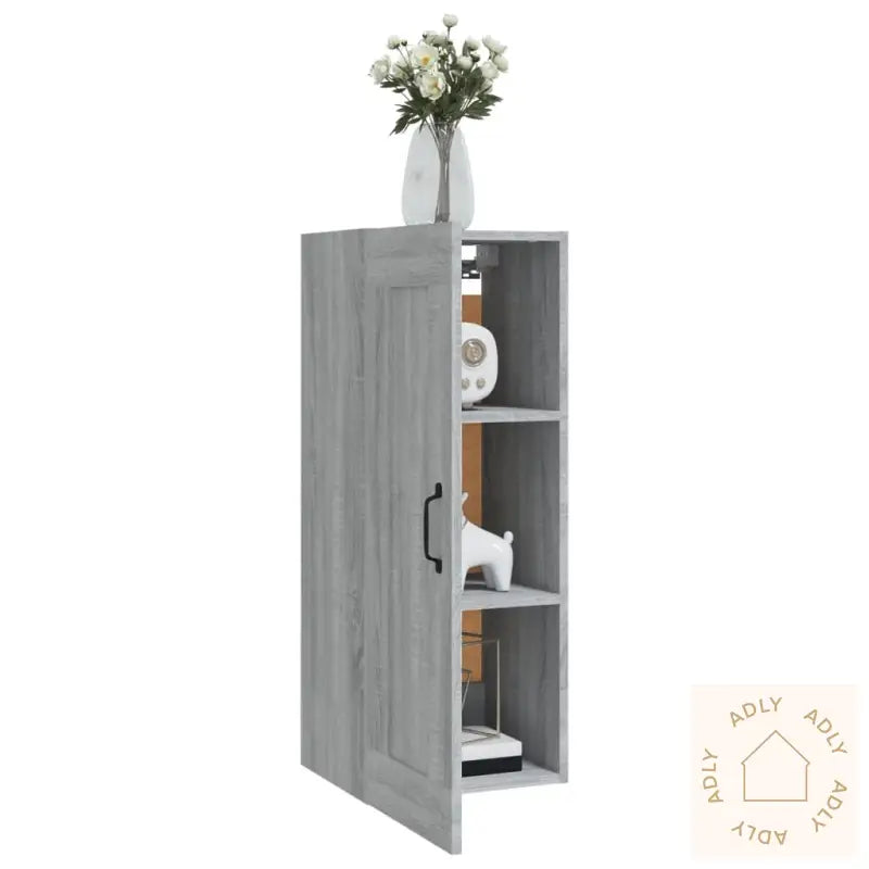 Vegghengt Skap Grå Sonoma 35X34X90 Cm Konstruert Tre