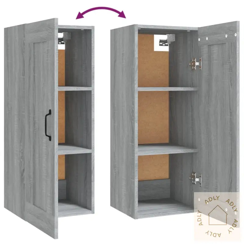 Vegghengt Skap Grå Sonoma 35X34X90 Cm Konstruert Tre