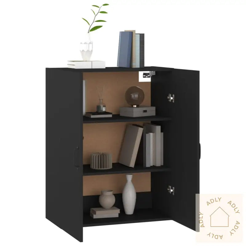 Veggskap Svart 69,5X34X90 Cm Konstruert Tre