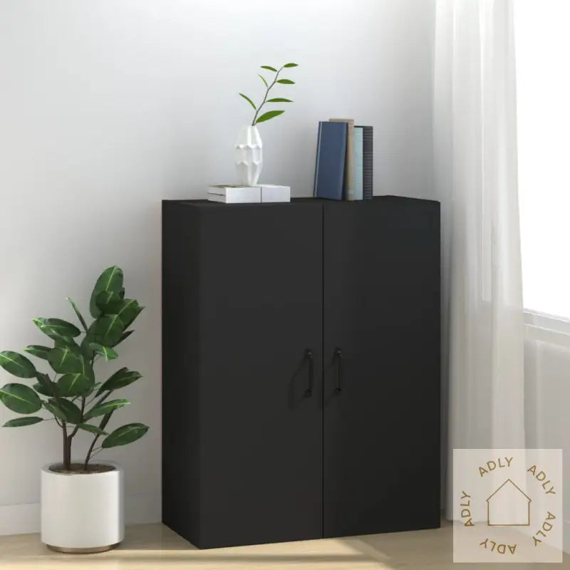 Veggskap Svart 69,5X34X90 Cm Konstruert Tre