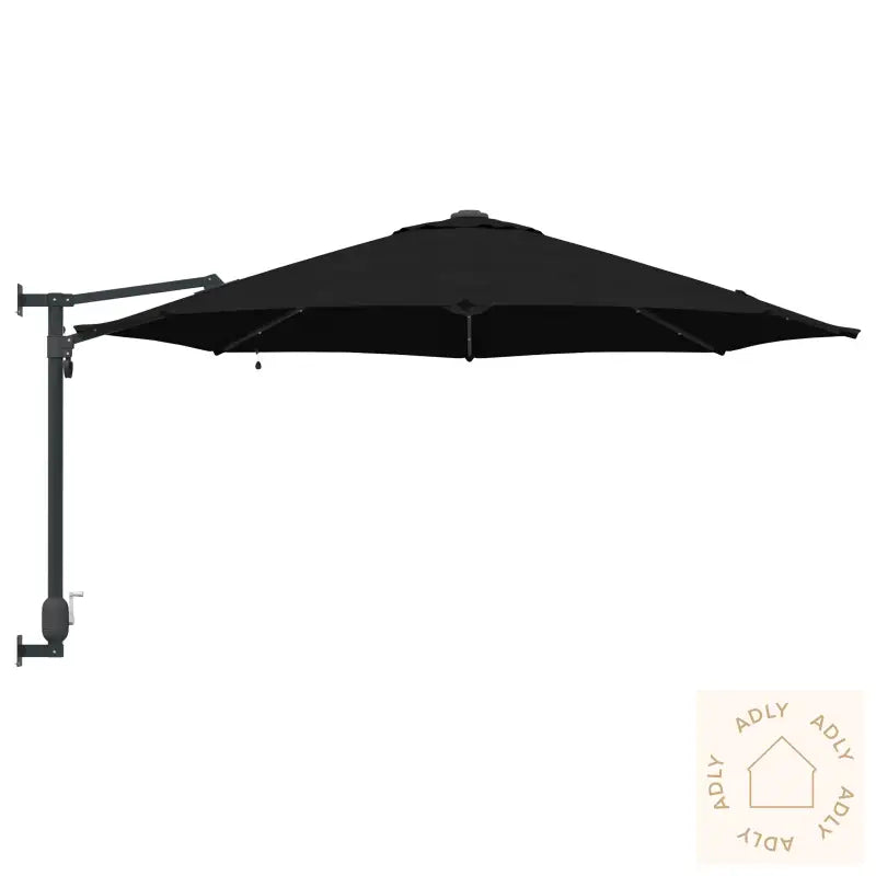 Veggmontert Hageparasol Med Led Lys Svart 248 Cm