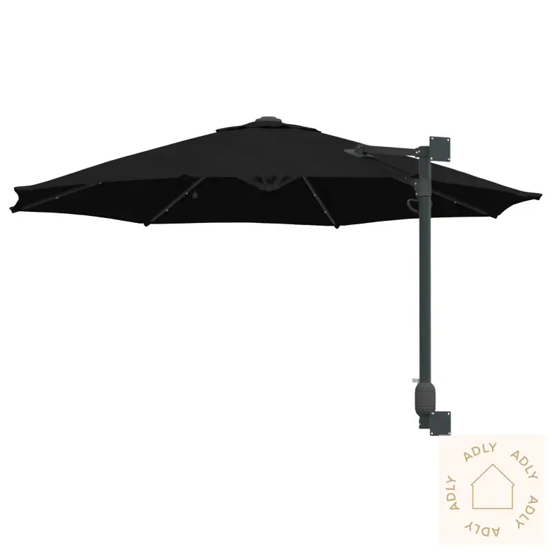 Veggmontert Hageparasol Med Led Lys Svart 248 Cm