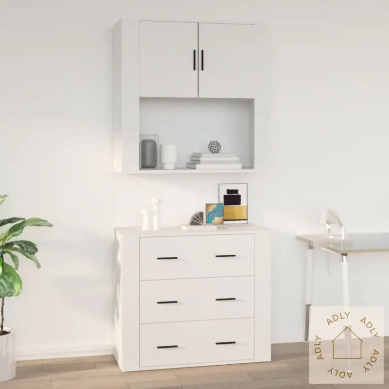Veggskap Hvit 80X33X80 Cm Konstruert Tre